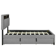 Upholstered Platform Bed With Storage Headboard, Trundle & 2 Drawers And A Set Of Sockets & USB Ports - R&R Furniture Gallery (Fountain Valley, CA)