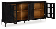 Vallisburg - Accent Cabinet - Black / Natural - R&R Furniture Gallery (Fountain Valley, CA)