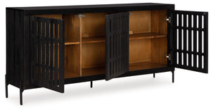Vallisburg - Accent Cabinet - Black / Natural - R&R Furniture Gallery (Fountain Valley, CA)