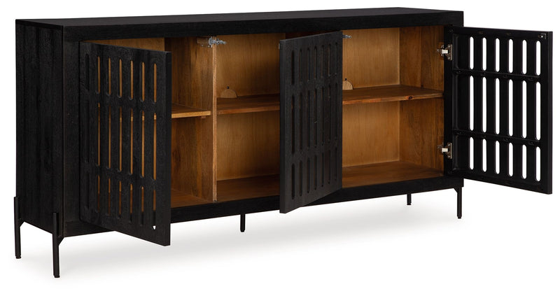 Vallisburg - Accent Cabinet - Black / Natural - R&R Furniture Gallery (Fountain Valley, CA)