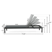 Noble House outdoor patio chaise lounge with five adjustable reclining positions, featuring a cushioned seat and sleek design.
