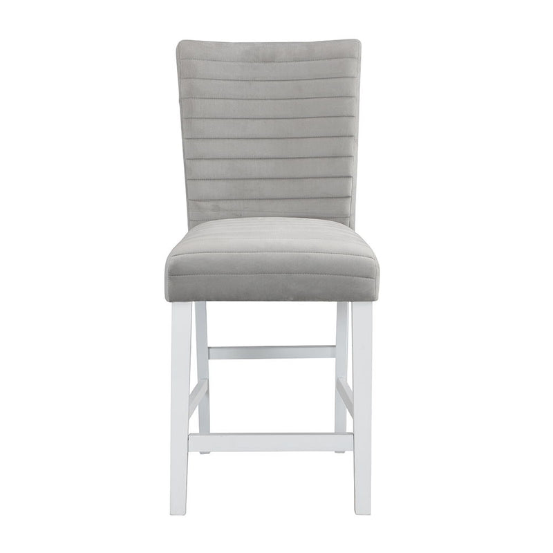 Elizaveta - Counter Height Chair (Set of 2) - Gray Velvet &White High Gloss - R&R Furniture Gallery (Fountain Valley, CA)