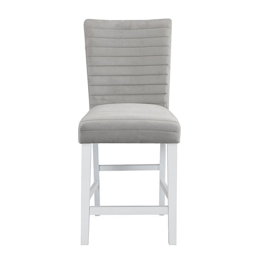 Elizaveta - Counter Height Chair (Set of 2) - Gray Velvet &White High Gloss - R&R Furniture Gallery (Fountain Valley, CA)