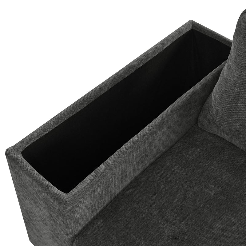 L Shaped Couch With Pull Out Bed And Storage Sectional Sleeper Sofa With Hidden Storage, Wide Armrest With Storage, For Living Room, Apartment, Bedroom, Office - R&R Furniture Gallery (Fountain Valley, CA)