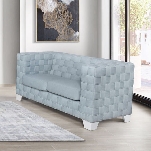 Saree - Loveseat - Light Teal Chenille & White - R&R Furniture Gallery (Fountain Valley, CA)