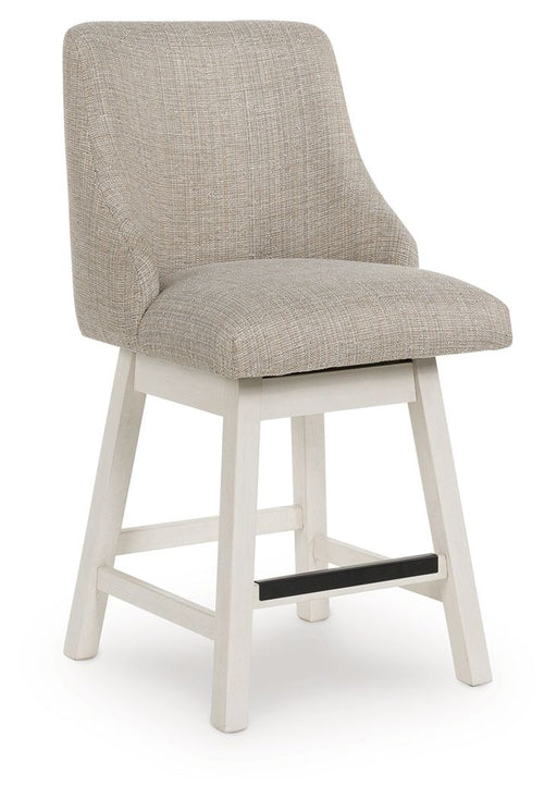 Robbinsdale - Upholstered Swivel Curved Back Barstool (Set of 2) - Antique White - R&R Furniture Gallery (Fountain Valley, CA)