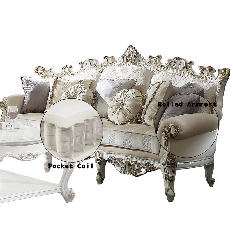 Picardy II - Sofa With 7 Pillows - Fabric & Antique Pearl - R&R Furniture Gallery (Fountain Valley, CA)