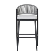 Outdoor Bar Height Metal Frame Counter Stools With Scallop Shaped Backrest & Water Resistant Cushions - R&R Furniture Gallery (Fountain Valley, CA)