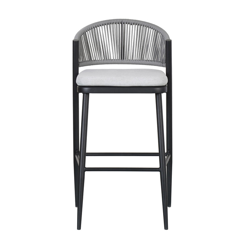 Outdoor Bar Height Metal Frame Counter Stools With Scallop Shaped Backrest & Water Resistant Cushions - R&R Furniture Gallery (Fountain Valley, CA)
