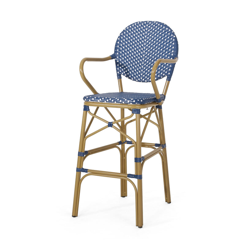 Outdoor Wicker And Aluminum French Barstools (Set of 2) - R&R Furniture Gallery (Fountain Valley, CA)