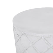 Antique white outdoor end table by Noble House with a simple, sturdy design perfect for patio or garden decor.