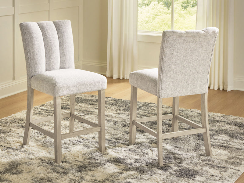 Larawyn - Upholstered Barstool (Set of 2) - Bisque - R&R Furniture Gallery (Fountain Valley, CA)