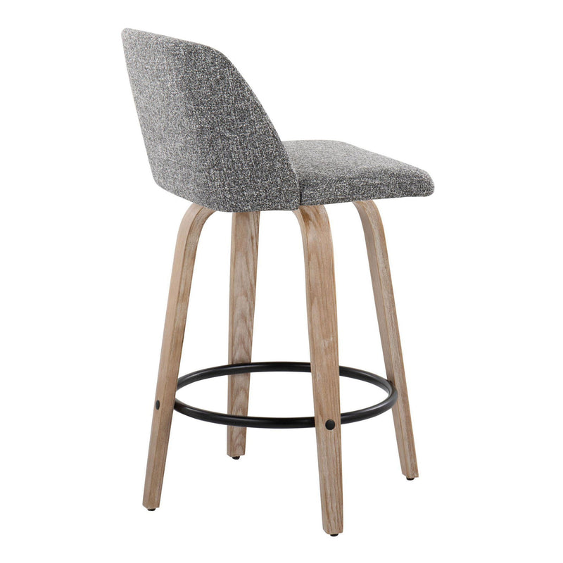 Toriano - Contemporary Fixed-Height Counter Stool & Swivel With Round Footrest (Set of 2) - R&R Furniture Gallery (Fountain Valley, CA)