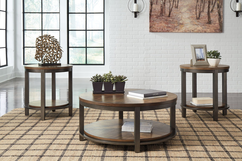 Roybeck - Occasional Table Set (Set of 3) - Light Brown / Bronze - R&R Furniture Gallery (Fountain Valley, CA)