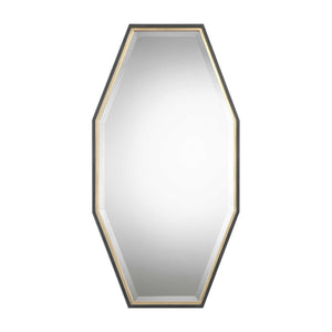 Gold Savion Octagon Wall Mirror by Uttermost, featuring a stylish geometric design and a sleek gold frame.