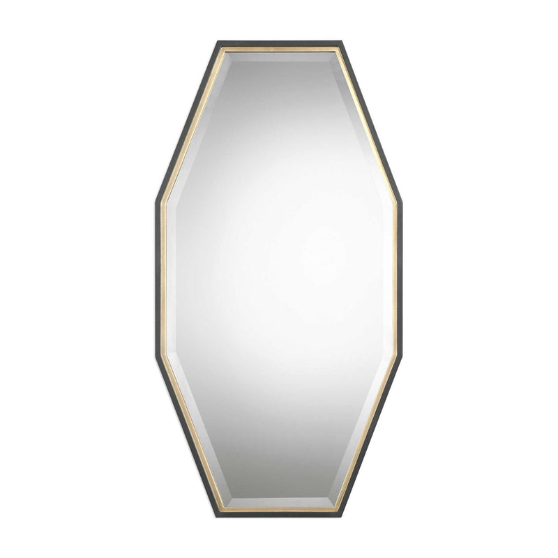 Gold Savion Octagon Wall Mirror by Uttermost, featuring a stylish geometric design and a sleek gold frame.