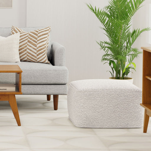 Chantal - Square Pouf - Ivory - R&R Furniture Gallery (Fountain Valley, CA)