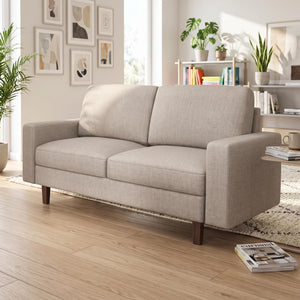 US Pride loveseat sofa with two removable cushions, stationary 2-seat couch suitable for living room seating.