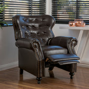 Contemporary Style Push Back Recliner With Button Tufted Stitching And Nailhead Trim - R&R Furniture Gallery (Fountain Valley, CA)