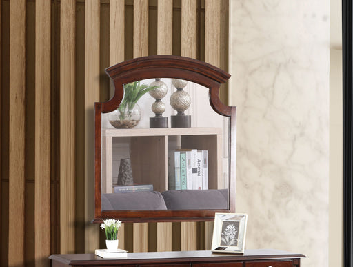 Glory Furniture Summit mirror with a sleek frame, mounted on a wall, showcasing modern home decor style.