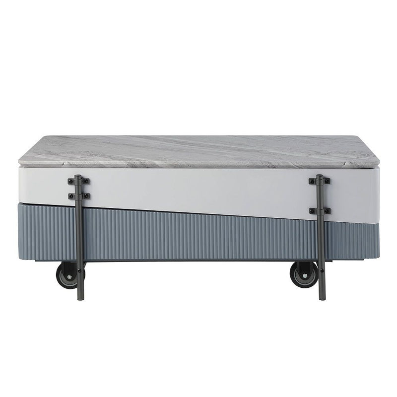 Wilkins - Coffee Table With Lift Top - Gray & White High Gloss - R&R Furniture Gallery (Fountain Valley, CA)