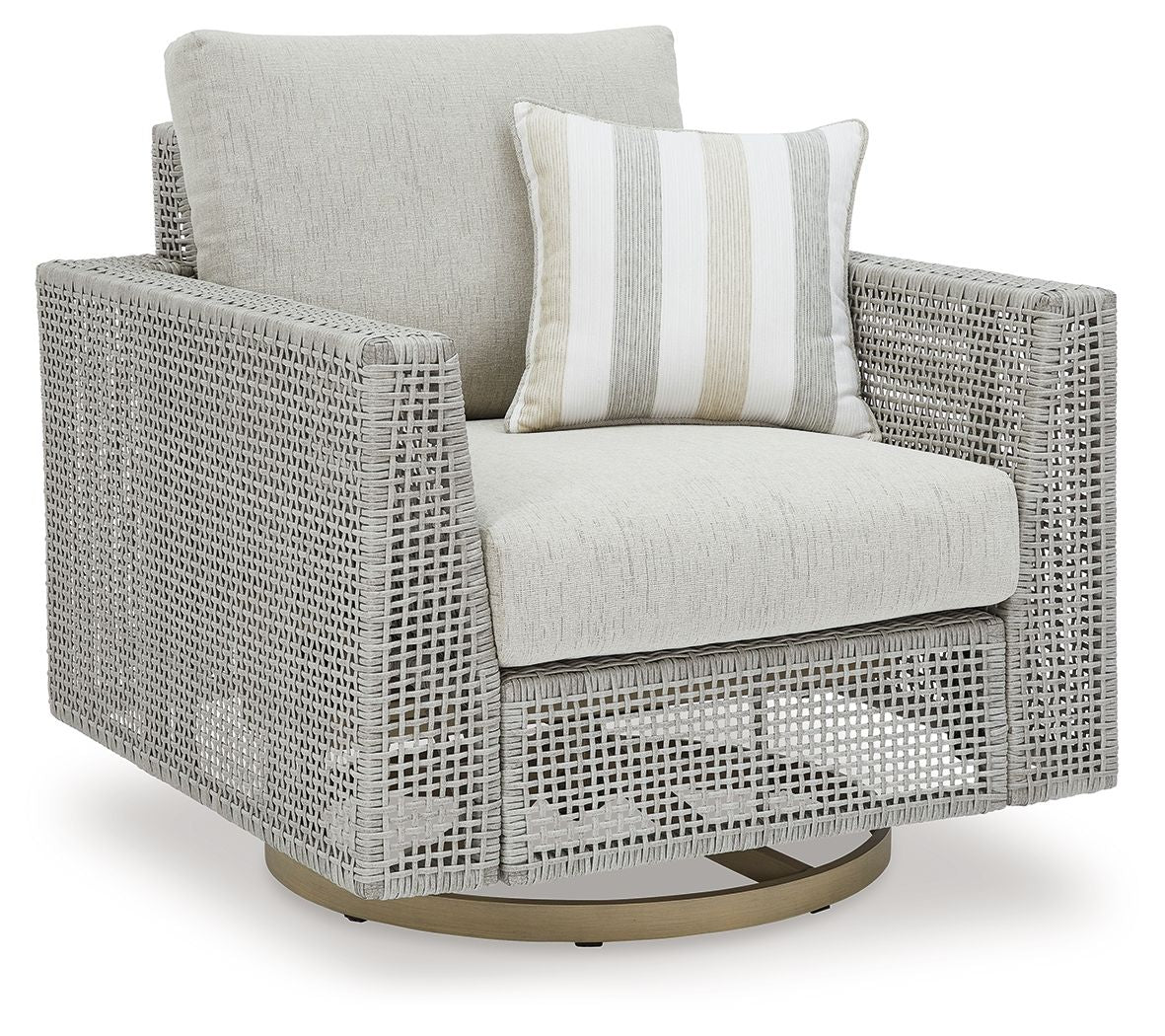 Seton Creek - Swivel Lounge With Cushion - Gray - R&R Furniture Gallery (Fountain Valley, CA)