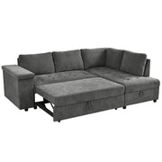 L Shaped Couch With Pull Out Bed And Storage Sectional Sleeper Sofa With Hidden Storage, Wide Armrest With Storage, For Living Room, Apartment, Bedroom, Office - R&R Furniture Gallery (Fountain Valley, CA)