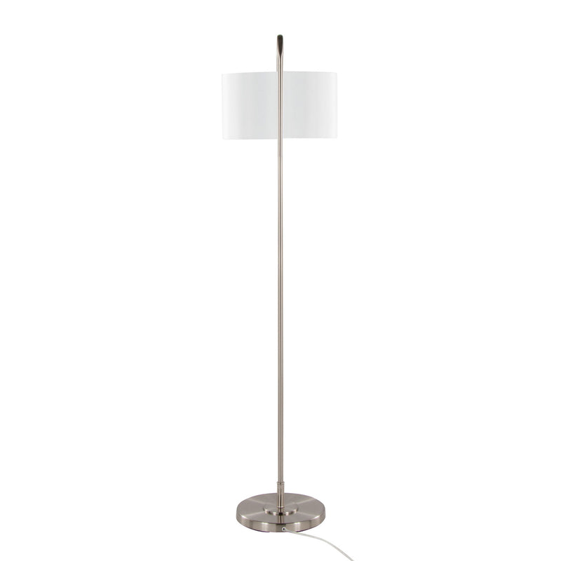 Lumi Source contemporary floor lamp with sleek puck-shaped design and metal base, ideal for modern living room or office decor.