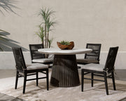 Caspia - 47" Outdoor Round Dining Table - Snowdrift White / Black - R&R Furniture Gallery (Fountain Valley, CA)