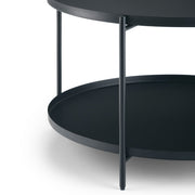 Handcrafted Simpli-Home Monet coffee table with a sleek wooden surface and modern design, perfect for living room decor.