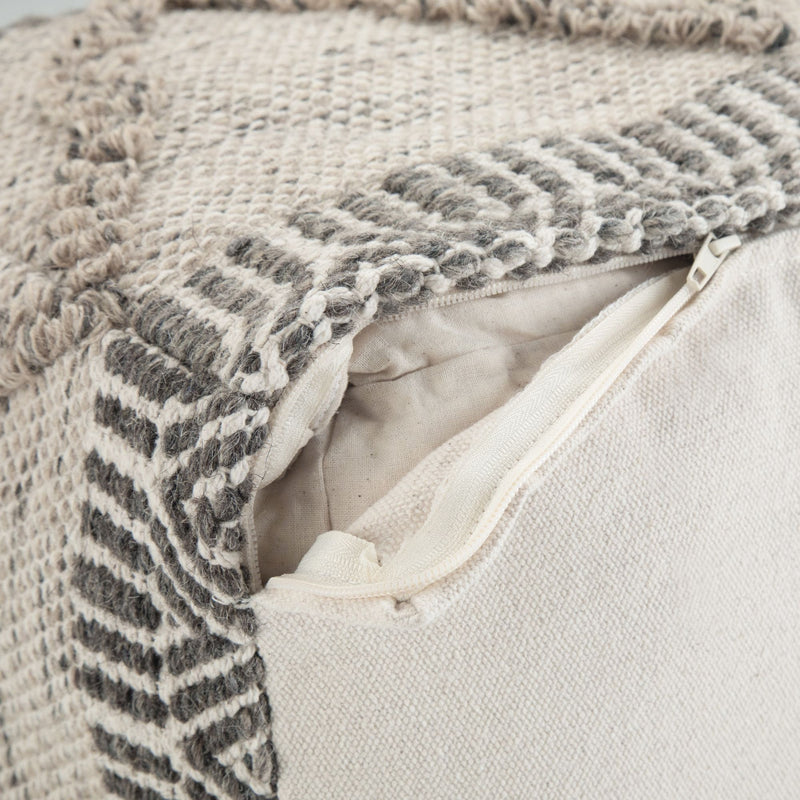 Simpli-Home Sweeney upholstered square pouf, a cozy accent piece with soft fabric and plush cushioning for versatile seating or decor.