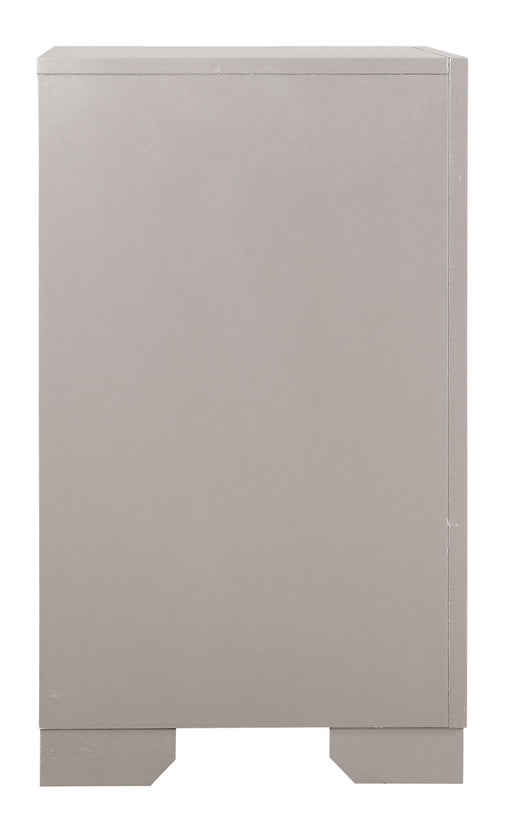 Elegant silver champagne accent nightstand by Glory Furniture with sleek design and modern finish.