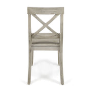 Set of two Noble House Plethora dining chairs with X-shaped back design, featuring wooden legs and cushioned seats.