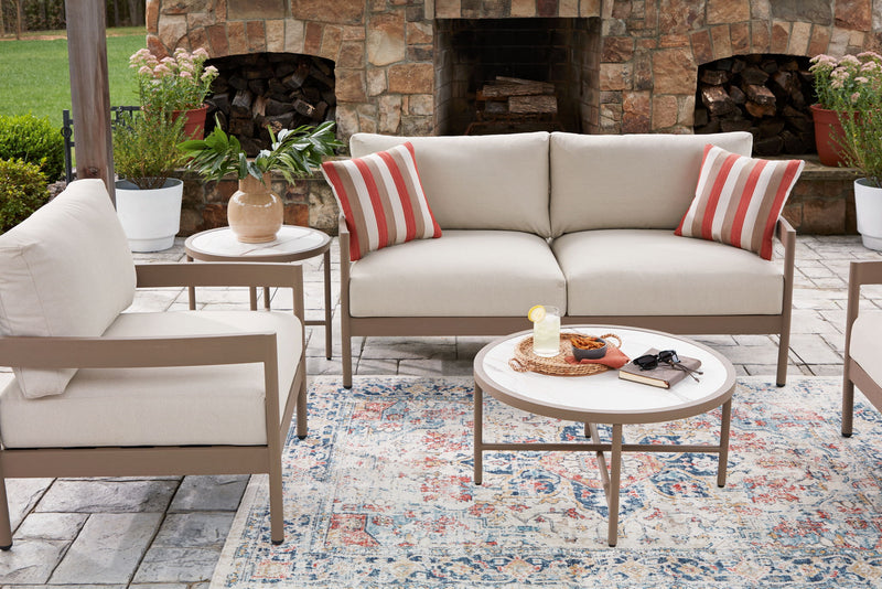 Bluff Trail - Loveseat, Lounge Chairs, Tables Set (Set of 5) - Beige - R&R Furniture Gallery (Fountain Valley, CA)