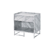 Azrael - Accent Table - White Printed Faux Marble & Chrome - R&R Furniture Gallery (Fountain Valley, CA)