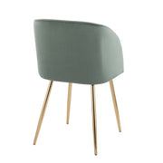 Pair of Lumi Source Fran contemporary elegant design chairs set, showcasing sleek upholstered seats and modern wooden legs.