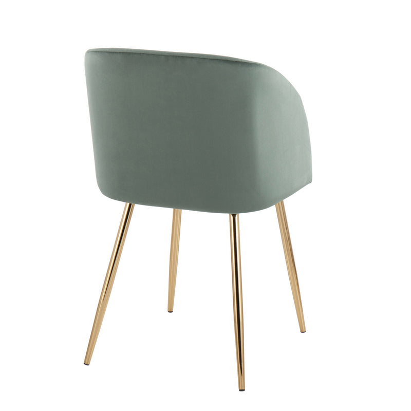Pair of Lumi Source Fran contemporary elegant design chairs set, showcasing sleek upholstered seats and modern wooden legs.