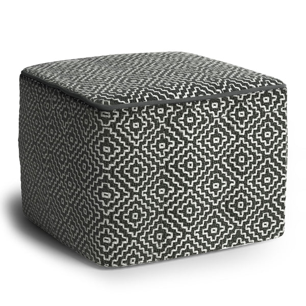 Briella - Square Woven Outdoor / Indoor Pouf - Gray