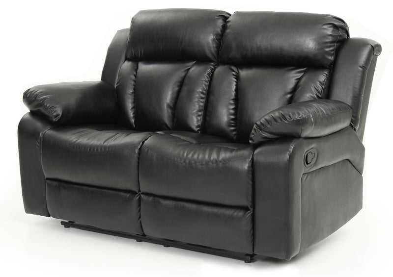 Glory Furniture Daria cozy padded reclining loveseat with plush cushions, perfect for relaxing in a modern living room.