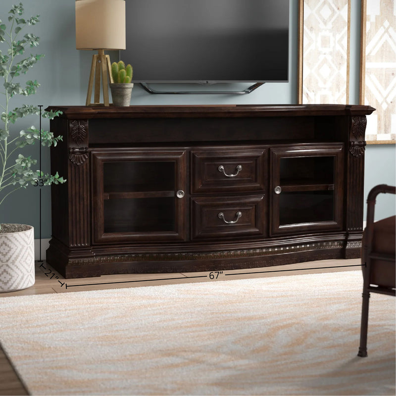 Bella - TV Console With Power Center - Vintage Sienna - R&R Furniture Gallery (Fountain Valley, CA)