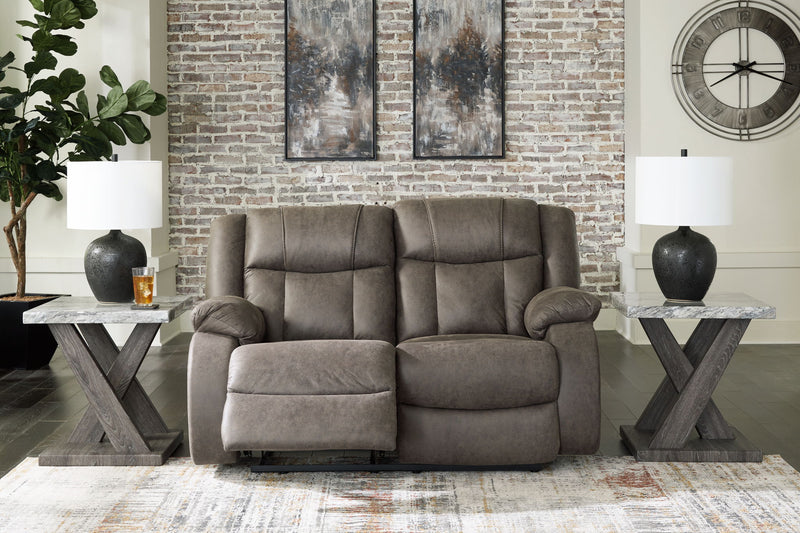 First Base - Reclining Loveseat - Gunmetal - R&R Furniture Gallery (Fountain Valley, CA)