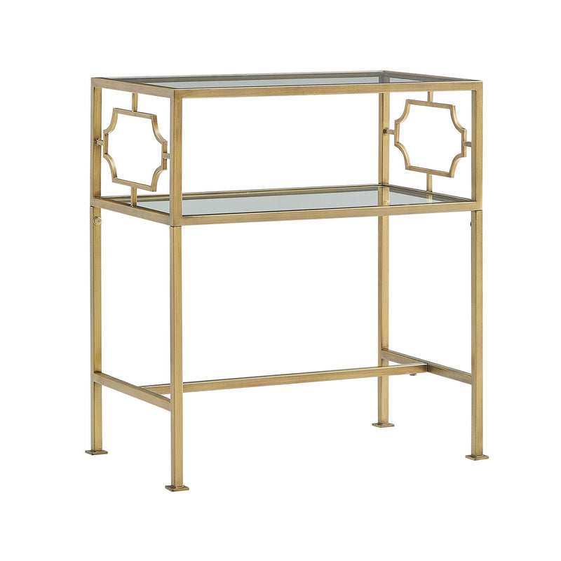 Grifton - Rectangular Glass Accent Table - Antique Gold - R&R Furniture Gallery (Fountain Valley, CA)