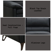Eilene - Loveseat - Black Top Grain Leather - R&R Furniture Gallery (Fountain Valley, CA)