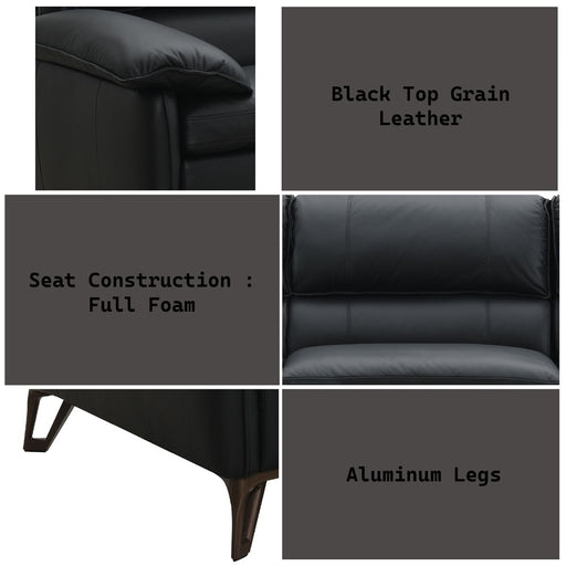 Eilene - Loveseat - Black Top Grain Leather - R&R Furniture Gallery (Fountain Valley, CA)