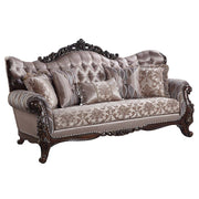 Benbek - Sofa With 5 Pillows - Fabric & Antique Oak - R&R Furniture Gallery (Fountain Valley, CA)