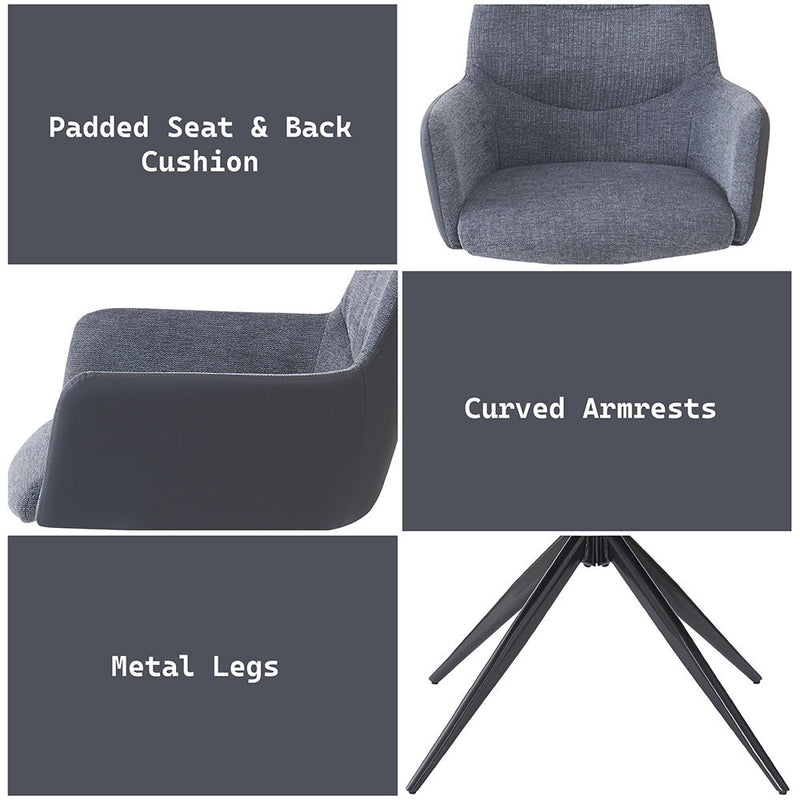 Hester - Arm Chair (Set of 2) - Gray Fabric - R&R Furniture Gallery (Fountain Valley, CA)