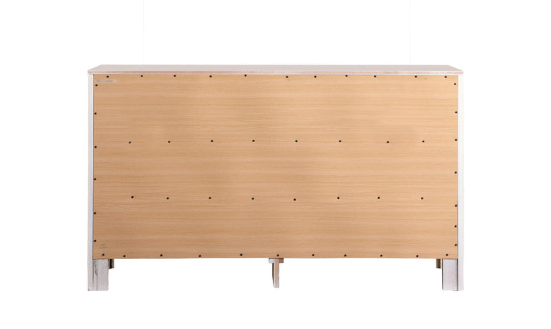 Elegant transitional dresser by Glory Furniture featuring sleek wood finish, multiple drawers, and modern design.