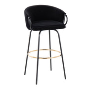 Set of two Lumi Source Claire contemporary glam barstools with footrests, featuring sleek modern design and stylish upholstery.