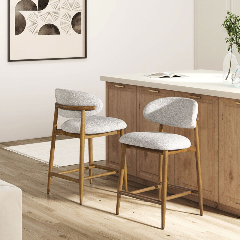 Locke - Modern Upholstered Counter Stool With Frame - Salt / Pepper - R&R Furniture Gallery (Fountain Valley, CA)