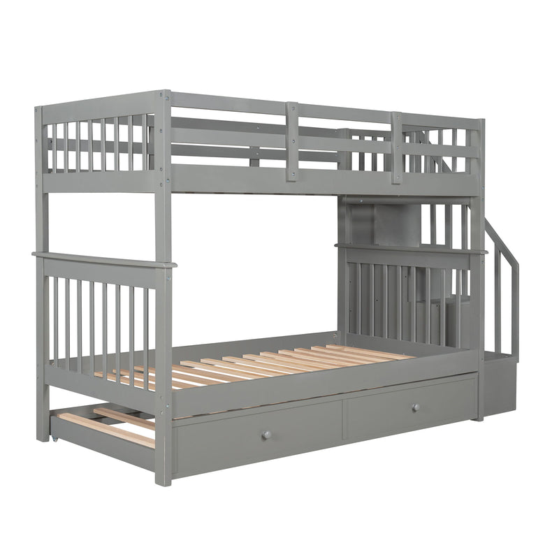 Stairway Bunk Bed With Storage And Guard Rail For Bedroom - R&R Furniture Gallery (Fountain Valley, CA)